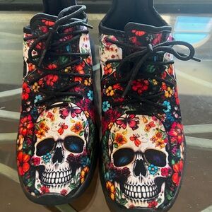 Floral Skull Women's Sneakers